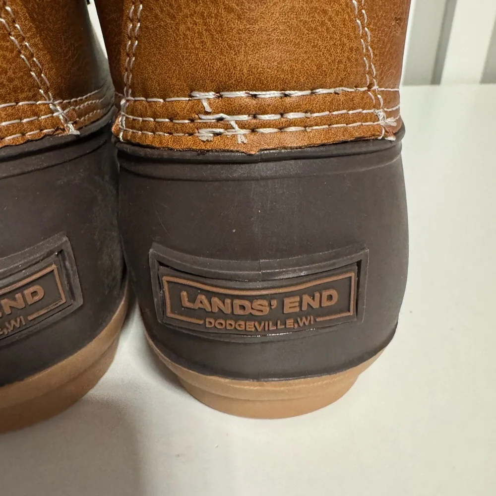Lands' End Men's Two-Tone Waterproof Duck Boots in Brown and Dark Brown